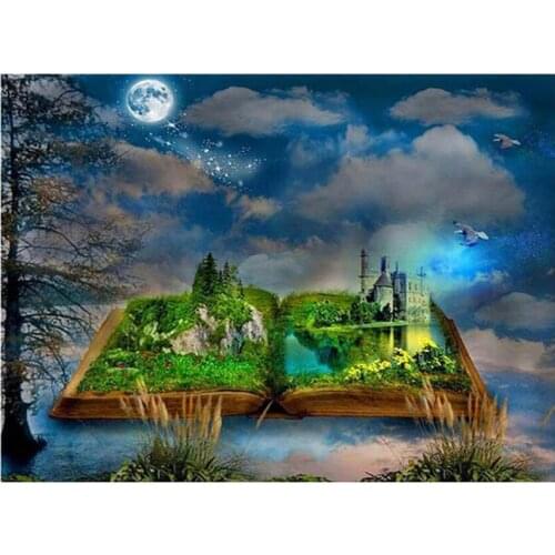 5D Full square Round Diy Diamond Painting Castle in Book Magical Landscape Embroidery Needlework Home Craft DecorationZP-2074