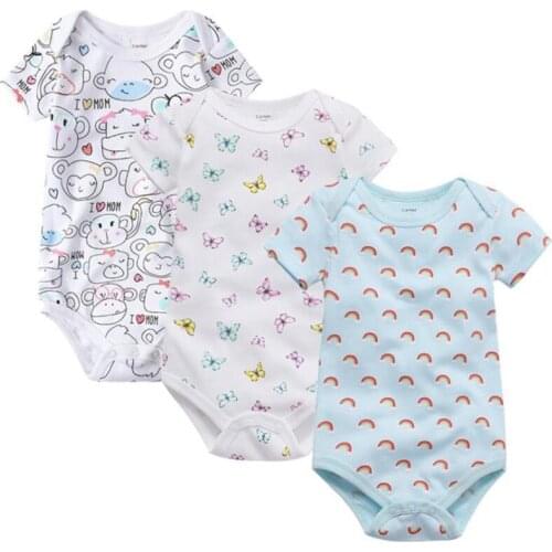 Printed Pattern One-Piece Baby Girls Boys Cotton Short Sleeve Climb Triangle Romper 0-24M 5Kinds DG01