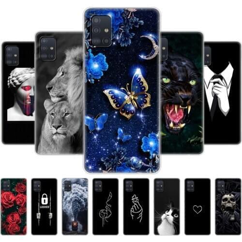 For Samsung Galaxy A51 Case Silicon Transparent Back Cover Phone Case For Samsung A51 A515 Soft Case 6.5inch animal tiger