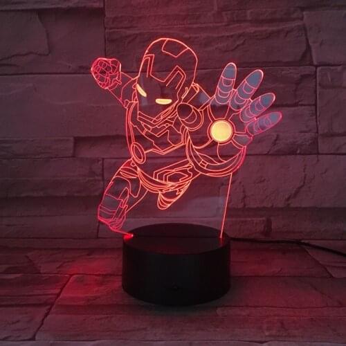 Disney Iron Man Figurine toys 3D Illusion LED NightLight Colourful Light Avengers Endgame Spiderman IronMan Mask Toys