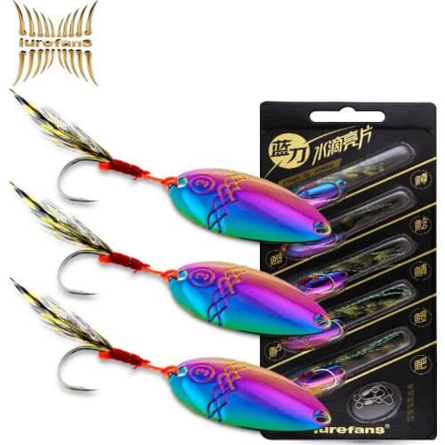 LUREFANS-SHUIDILIANGPIAN Sinking Spoon Lures 23mm/3g 27mm/5g a board of five for Bass Lures Wobbles Fishing Accessories