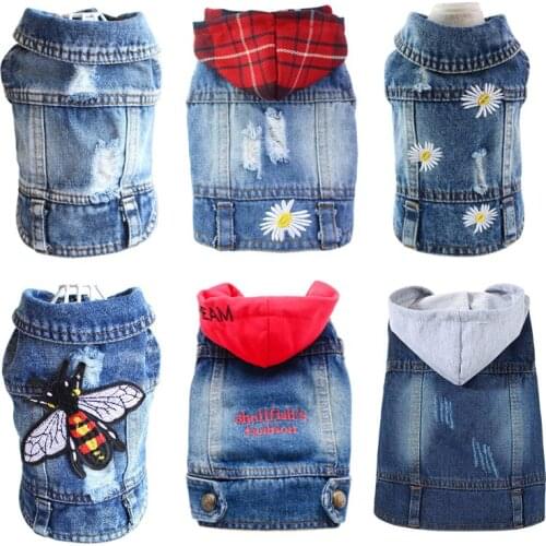 Cool Cowboy Vest Small Dog Clothes Classic Cat Dog Denim Jackets for French Bulldog Yorkshire Terrier Pug Clothing for Chihuahua