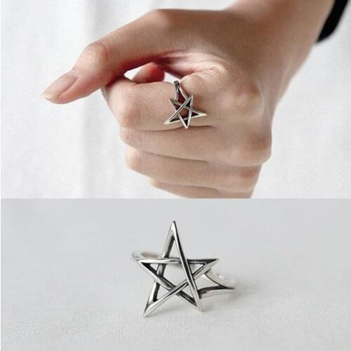 Charm David Star Finger Ring For Women Men Vintage Boho Knuckle Party Rings Punk Cocktail Jewelry Girls Gift