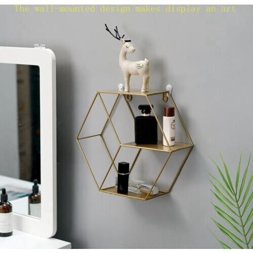 1pc Wrought Iron Wall Shelves Grid Sofa Background Home Decor Living Room Bathroom Organizer Display Bookshelf