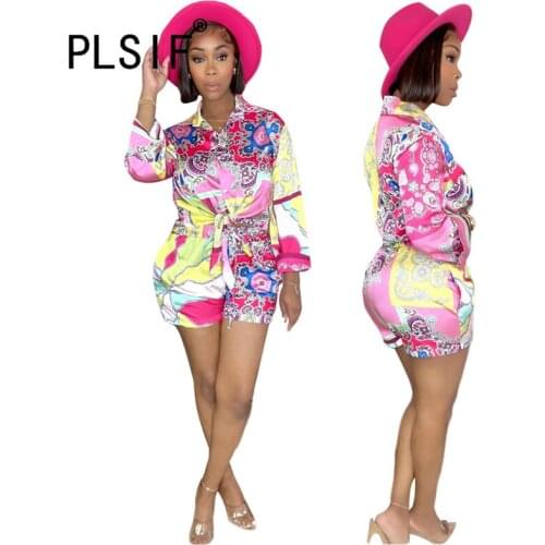 European Style Summer Shorts Set Casual Slim Full Sleeve Shirt Top And Shorts Tracksuit Set