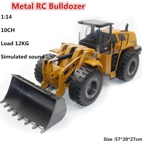 1:14 Metal RC Bulldozer Electric Remote Control Engineering Vehicle Load 12KG 10CH 2.4Ghz RC Loader Car For Children Gift
