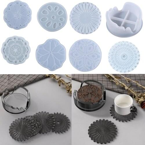 Lotus Flower Shaped Coaster Silicone Mould Set for Diy Handmade Uv Epoxy Crystal Coasters Casting Resin Molds Home Decor New