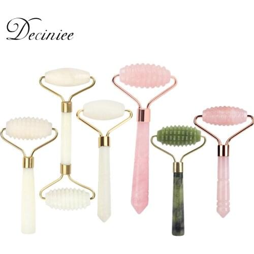 Jade Roller Facial Ridged Roller Skin Roller Real Natural Jade Stone Facial Anti Aging Face Beauty Roller for Eye Anti-Wrinkle