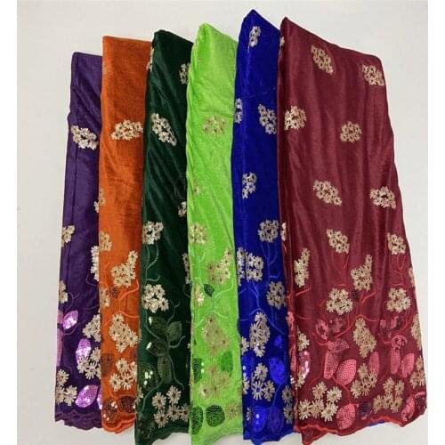 Latest African Lace Fabric 2021 Royal blue High Quality Velvet Lace Royal Orange Nigerian Lace Fabrics For Wedding Dress green