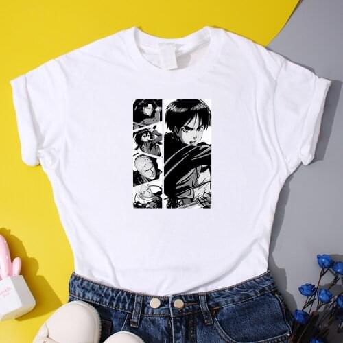 Japan Anime Printed T-Shirts Women Attack on Titan T Shirts Female Japanese Comics T Shirt Women Summer Fashion Harajuku Tops