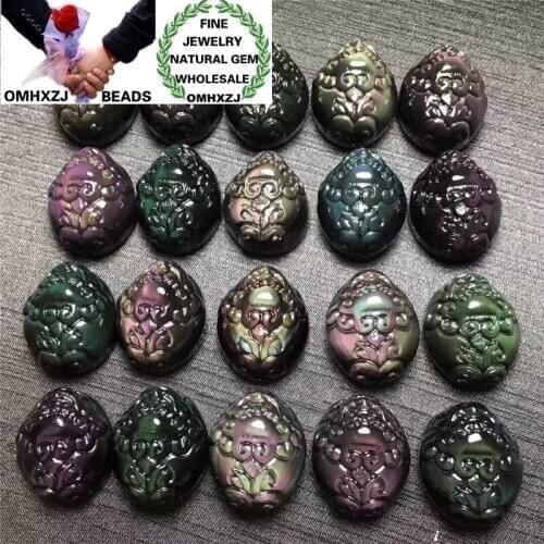 OMHXZJ Wholesale ZB436 European Fashion Birthday Party Wedding Gift Natural Stone Fine Obsidian Fox Calabash PIXIU Pendant Charm