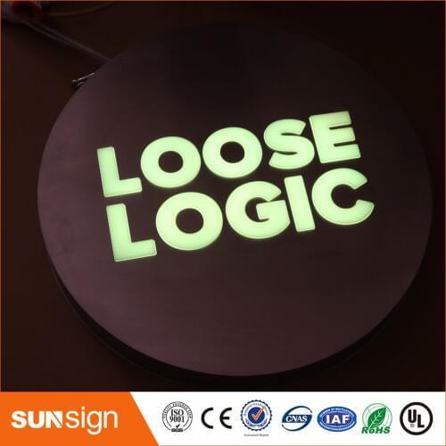 Custom acrylic front lit light box letters office wall sign