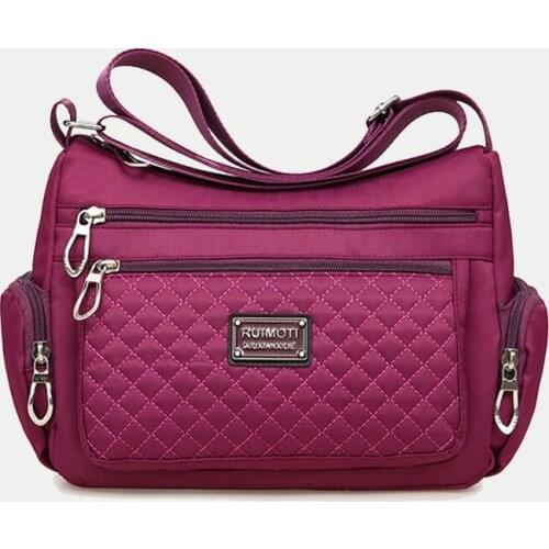 Casual Large Capacity Shoulder Bags for Women Waterproof Nylon Crossbody Messenger Bag Purse Multi-zipper Canvas Handbag