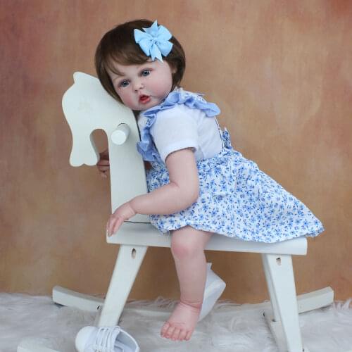 60 CM Hand-Detailed 3D Paint Skin Silicone Reborn Baby Toddler Finished Doll Toy For Girl Cloth Body Realistic Princess Bebe