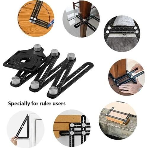 6 Fold Adjustable Tool Masonry Glass Fixed Angle Measuring Ruler Universal Angular Template Household Tool Hole Positioning Tool