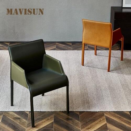 Restaurants Chairs For Kitchen House Furniture Modern Style Upholstered Side Leather Chair Green Tabouret De Dining Office Salon