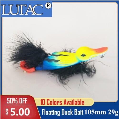 LUTAC 105mm 29g Fishing Duck baits pike Hard Plastic bait Frog Floating Artificial bait Bass Lures Fishing Tackles