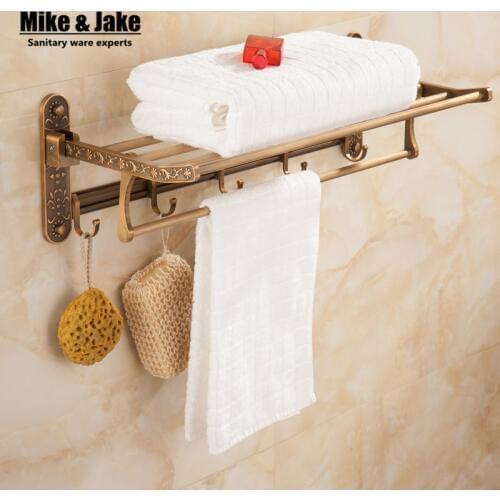 Whole aluminum fold Antique bath towel rack Active bath towel rack bathroom towel holder Antique Double towel shelf MH8502