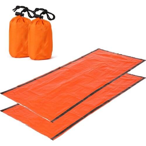Sleeping Bag 2 PCS Emergency Blanket with Compression Sack Portable Lightweight Emergency Sleeping Bag For Camping Sleeping Bag