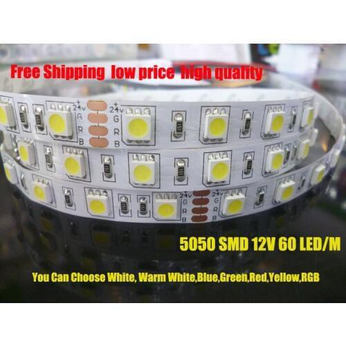 LED Strip 5050 SMD Flexible Light 60LED/m,5m 300LED,DC 12V,White,Yellow,Red,Green,Blue,RGB,Warm White,Cold White