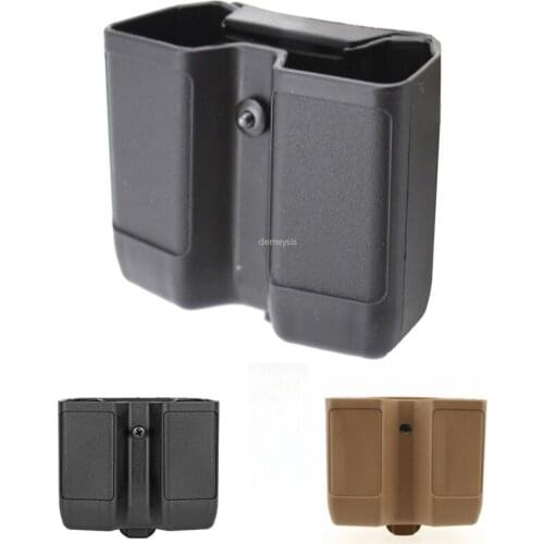 Tactical Double Magazine Case for 9mm,0.40cal Universal Pistol Mag Case for Beretta , Sig P226, H&K USP ,Glock 17 19 Black Tan