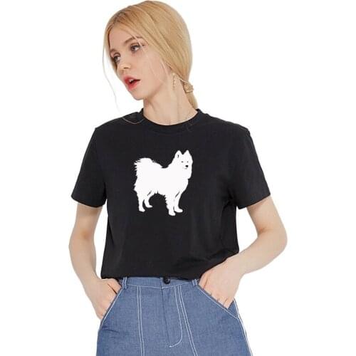 HarajukuFunny cute Samoyed print Harajuku cotton t shirt for women dog lover Graphic Tees summer tops hipster plus size