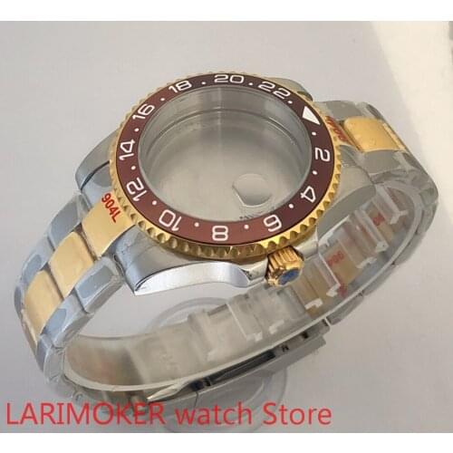 Sealed back 40mm sapphire glass with 904L stainless steel gold bracelet with ETA NH36 MH35 cases bezel Ice red