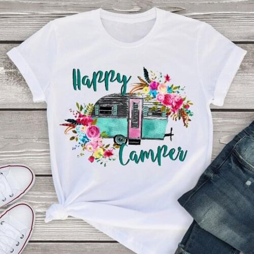 Lady Womens Clothing Tops T-Shirt Shirt Tees Lovely T Shirt Women Sweet Vintage Camper Vacation Short Sleeve Fashion Summer