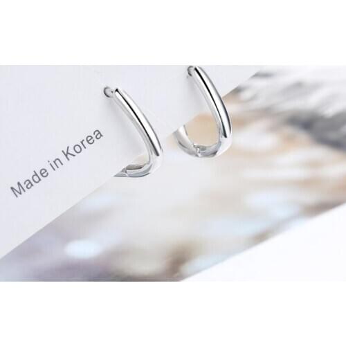 925 Sterling Silver Earrings For Women Trendy Jewelry Simple Geometric Hoop Earring Lady Different Occasion Accessories KOFSAC