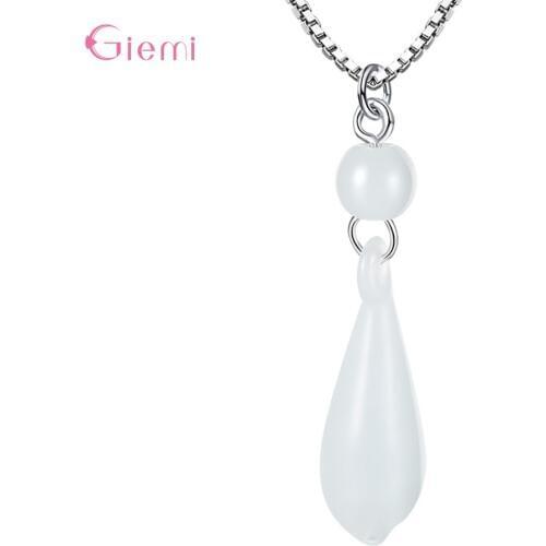 Luxry 925 Sterling Silver Natural Opal Pendant Necklace Link Chain Drop Water Opal Stone Necklace Statement Jewelry for Women