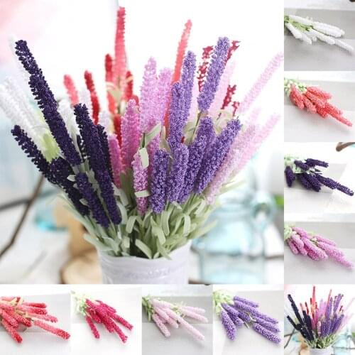 1 Bundle Artificial Flowers Romantic Provence Lavender Plastic Wedding Decorative Vase For Home Decor Grain Christmas Fake Plant