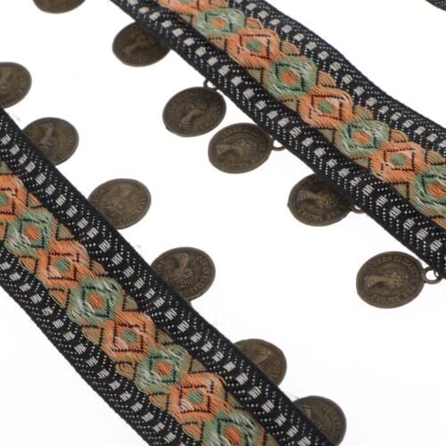 1 Roll Jacquard Ribbon Tassel Fringe Trim For Costume Dress Hat DIY Craft