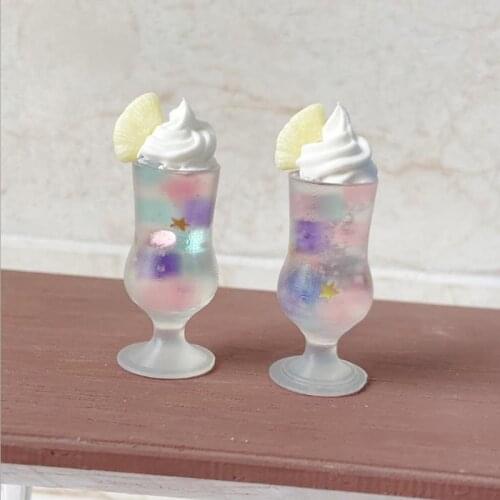 1pc House Toy Dollhouse Miniature Drink Ice Cream Cups Model Pretend Play Mini Food Doll Accessories
