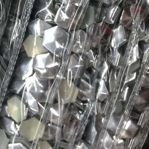 100pc 10mm Silver Hexagonal/football Shape Hot Fix Studs Flat Back Iron on Rhinestuds Heat Transfer DIY For Garment Accessories