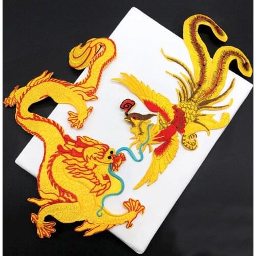 20pcs Dragon Phoenix parches bordados Iron On Patches Embroidered Patch For Clothing Dancing Dress Jacket Patchwork Biker Badge