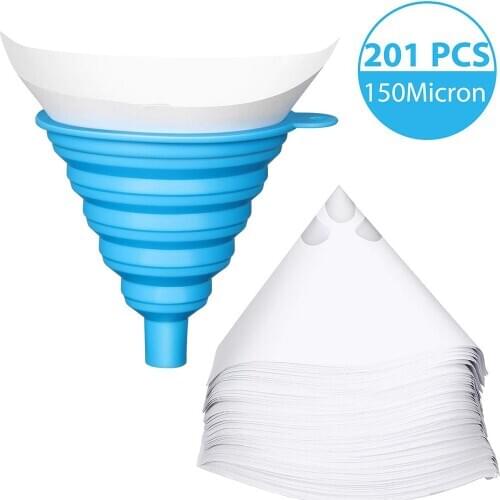 200 Pack Paint Cone Paint Strainers 150 Micron Paint Filter Silicone Funnel With Fine Nylon Mesh
