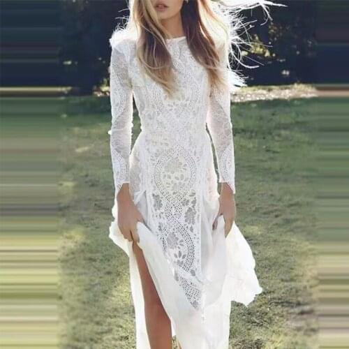 2021 Summer High Street Chiffon Dress Women Fashion Design Hollow Out Water-soluble flower Patchwork High Quality Dresses