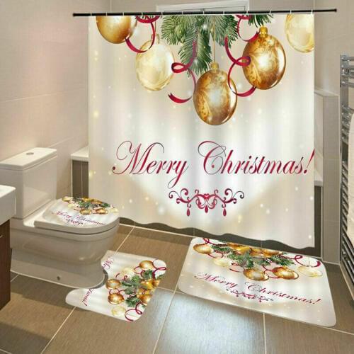 4Pcs/Set Christmas Toilet Seat Cover Flannel Mat Home Decor Bathroom Supplies
