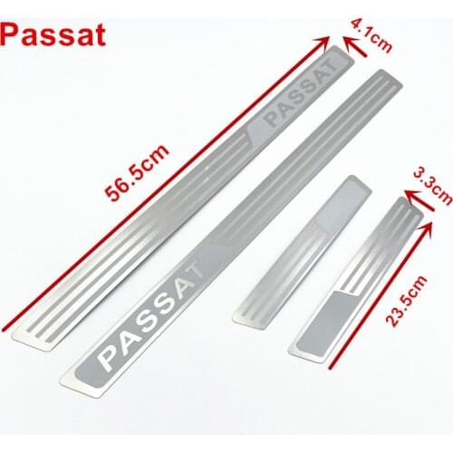 4pcs/lot stainless steel car stickers styling door sill Scuff Plate pedal For Volkswagen VW Passat B5 B7 car accessories