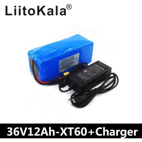LiitoKala 36V 12AH Electric Bike Battery Built in 20A BMS Lithium Battery Pack 36 Volt with 2A Charge Ebike Battery XT60 Pllug