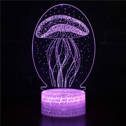Acrylic Table Lamp 3D Jellyfish Fish Series For Kids Room Decoration Colorful LED Lights Creative Gift Night Lights