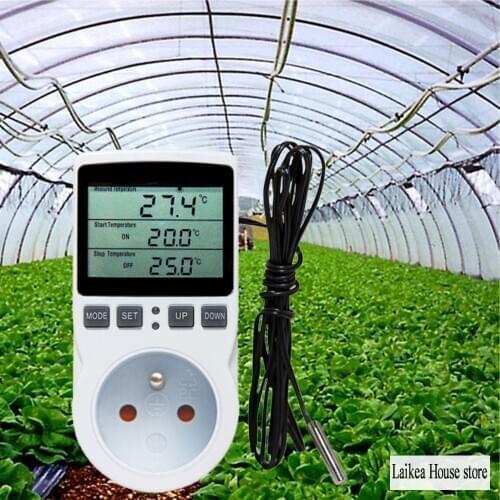 Digital Temperature Controller Sensor With Multifunctional Thermostat Socket Plug With Timer Switch Probe Heating Cooling