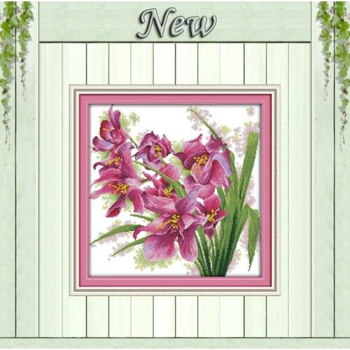 Orchid flowers beautiful diy decor painting counted Printed on canvas DMC 11CT 14CT Cross Stitch kits Needlework Sets embroidery
