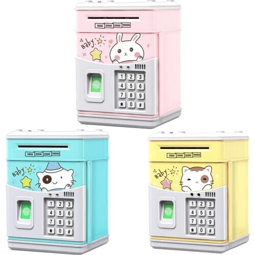 Behogar Electronic Piggy Bank Cartoon Imitation ATM Cash Coin Can Auto Money Saving Bank with Password for Kids Girls Gift