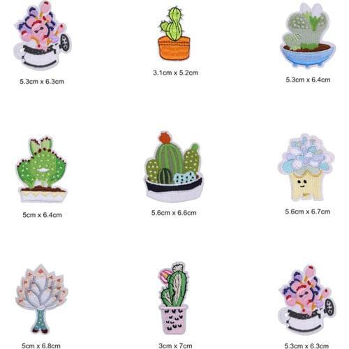 Cactus Potted Plant Patches Cap Shoe Iron On Embroidered Appliques DIY Apparel Accessories Patch Clothing Fabric Badges BU209