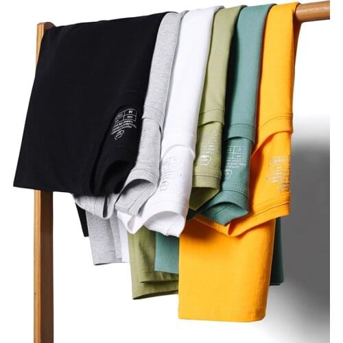 KKSKY Oversized T Shirt For Men Summer Casual O Neck Mens T-shirts 100% Cotton Basic Top Tees Short Sleeve Black Mans T-shirt