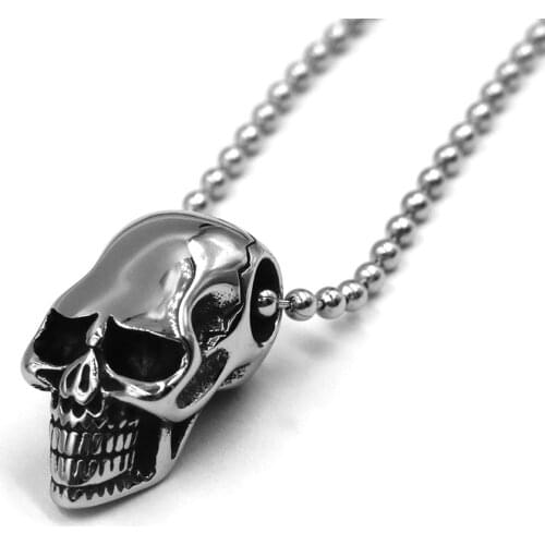 Classic Biker Skull Pendant Stainless Steel Jewelry Necklace Pendant Christmas Halloween Gift For Men SWP0002