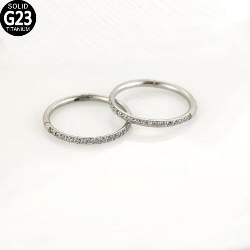 G23 Titanium Zircon Clicker Hinged Segment Ear Tragus Cartilage Daith Lip Sutd Nose Ring Septum Piercing Body Jewelry for Women