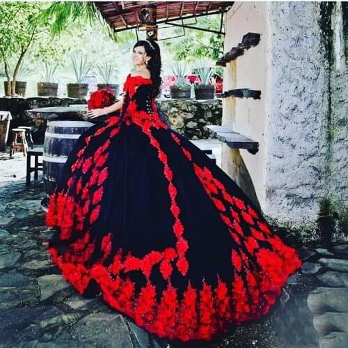 Red Quinceanera Dress Ball Gowns for Girl Appkiques Lace 2021 vestidos de XV años Ball Prom Gowns Sweet 16 Party Gowns