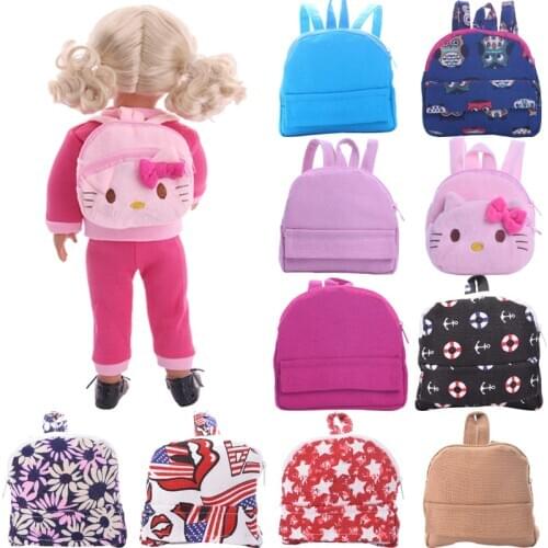 Doll Bags 11 Styles Various Patterns Fashion Doll Backpack For 18 Inch American Dolls & 43 Cm Born Doll Accessories For Handbags